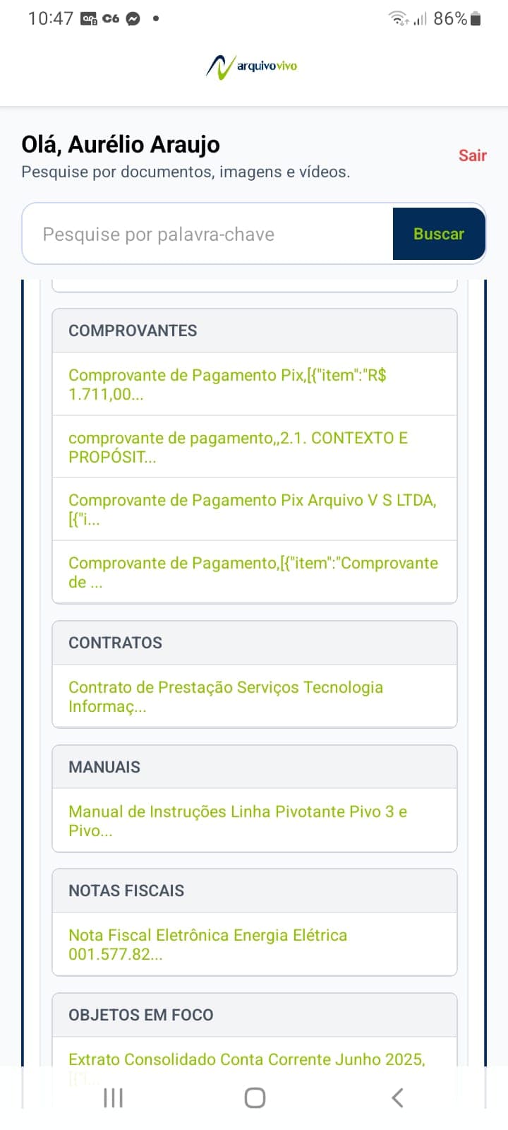 App de Consulta Arquivo Vivo - Tela 2